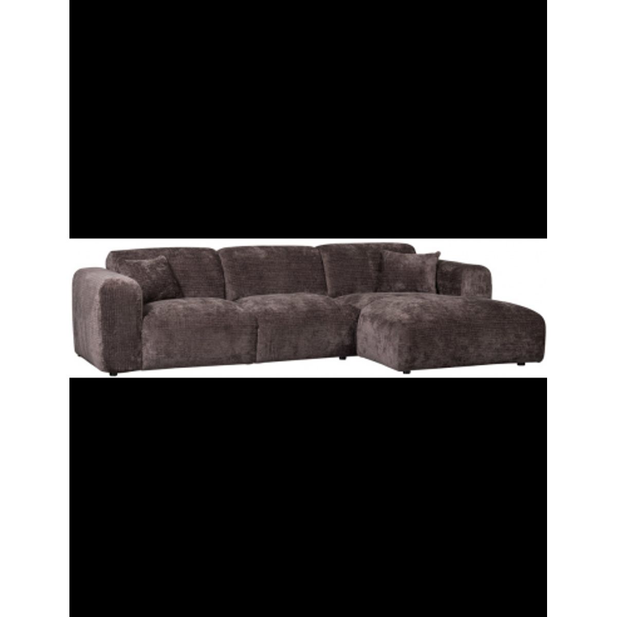 CLOUD Højrevendt Chaiselongsofa i chenille 280 x 165 cm - Varm brun