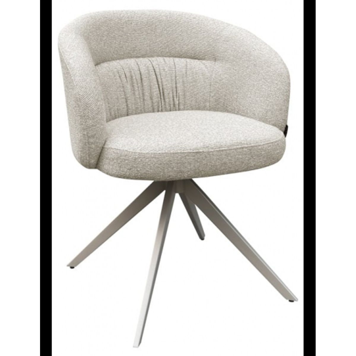 Olivia spisebordsstol med armlæn og drejefod i metal og chenille H79 cm - Beige