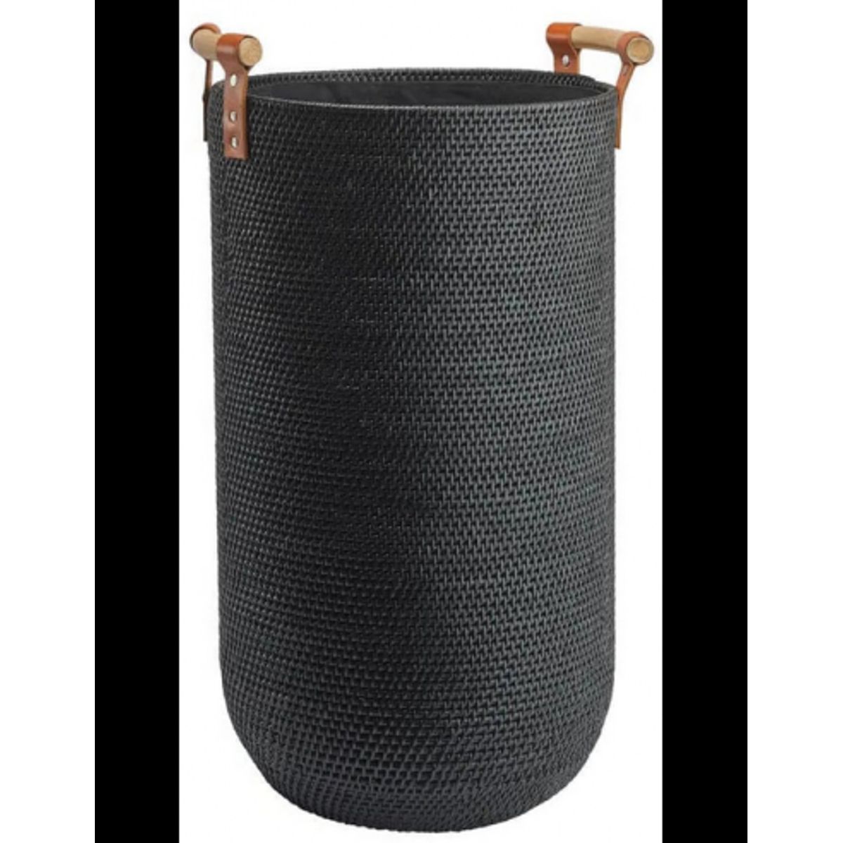 CINO Vasketøjskurv i rattan H60 x Ø35 cm - Sort