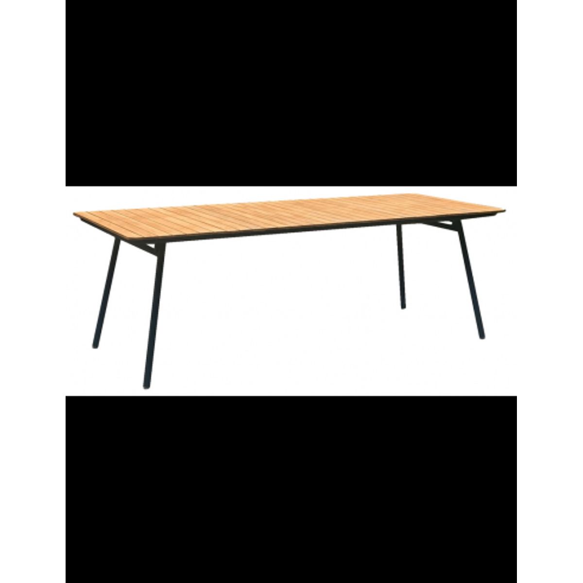 CLEVE Havebord i metal og teaktræ H74 x B220 x D90 cm - Sort/Teak