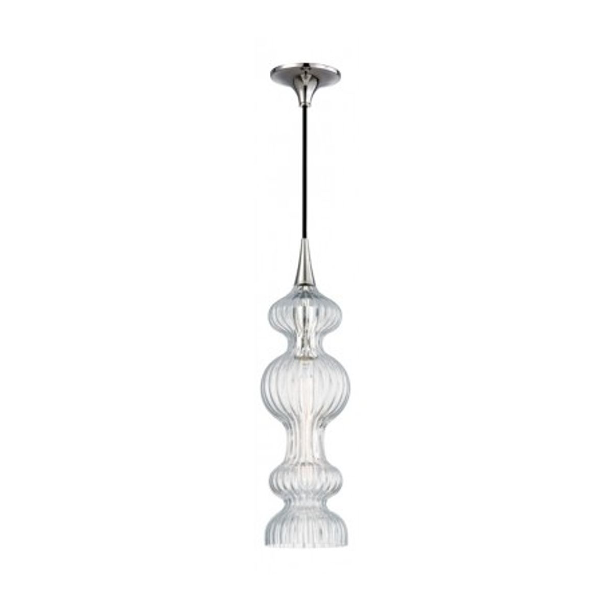 Pomfret Loftlampe i glas og stål Ø15,5 cm 1 x E27 - Klar/Poleret nikkel