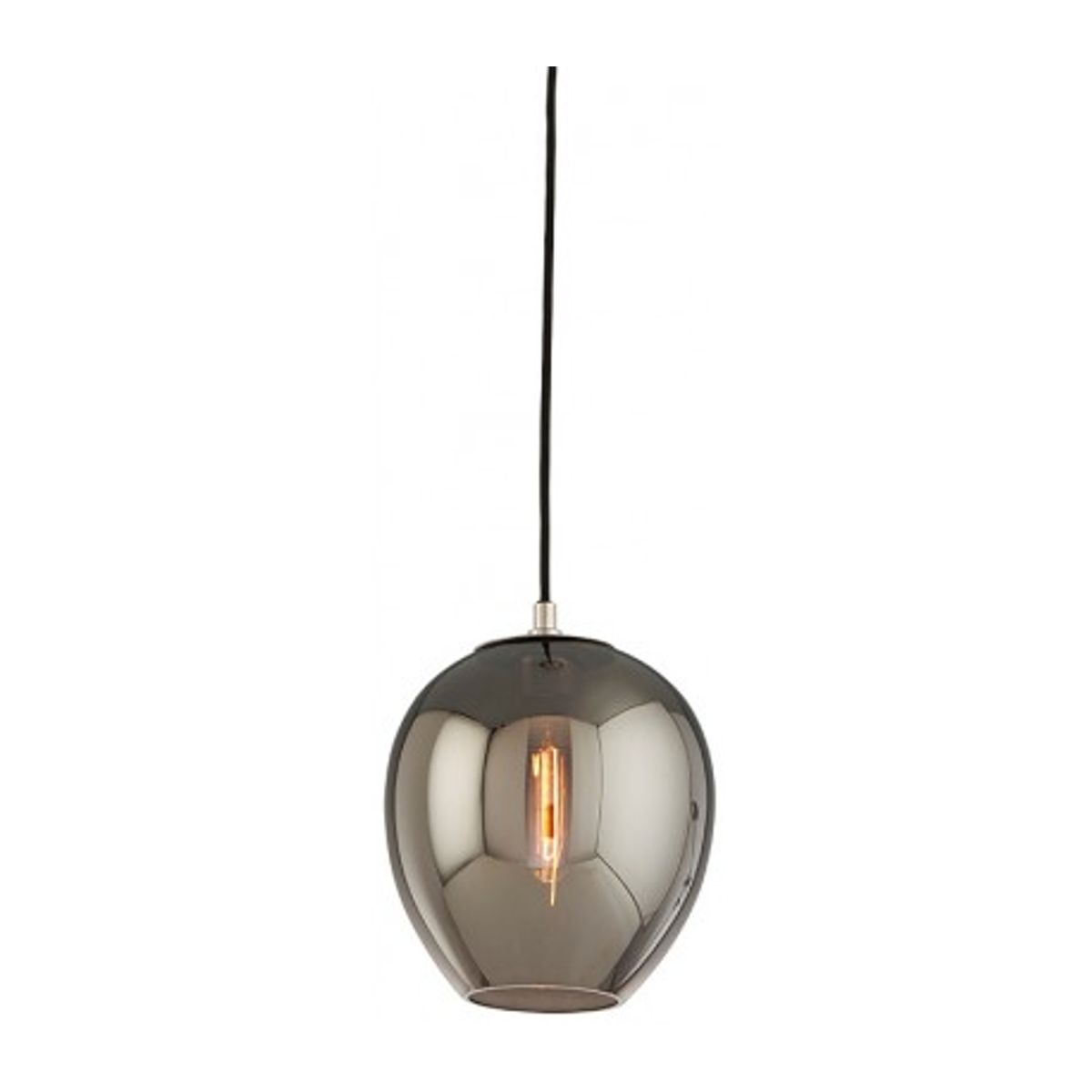 Odyssey Loftlampe i glas og jern Ø23 cm 1 x E27 - Smoked/Poleret nikkel