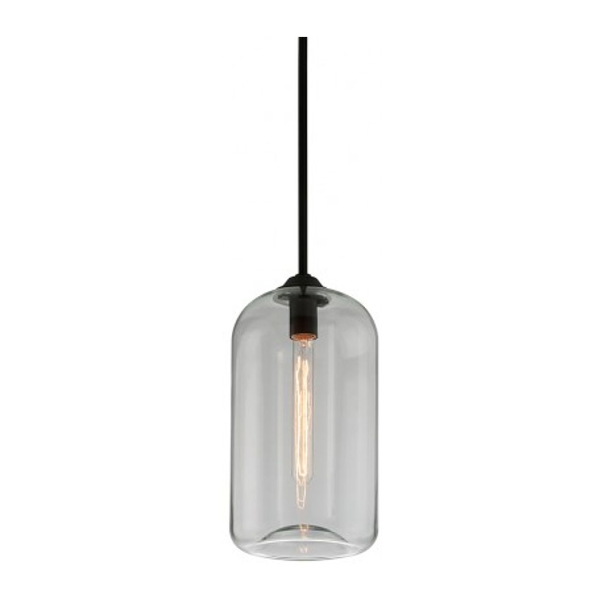 District Loftlampe i glas og jern Ø20,5 cm 1 x E27 - Satineret sort/Sort