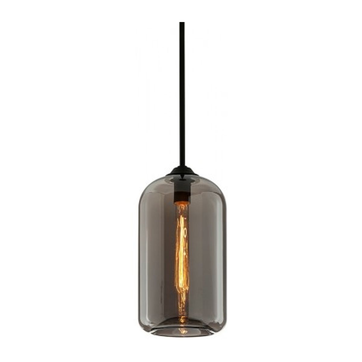 District Loftlampe i glas og jern Ø20,5 cm 1 x E27 - Smoked/Sort