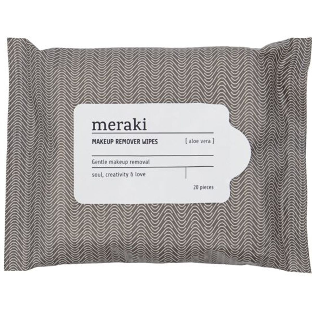 Makeup remover wipes, Aloe vera, Varm grå/Hvid