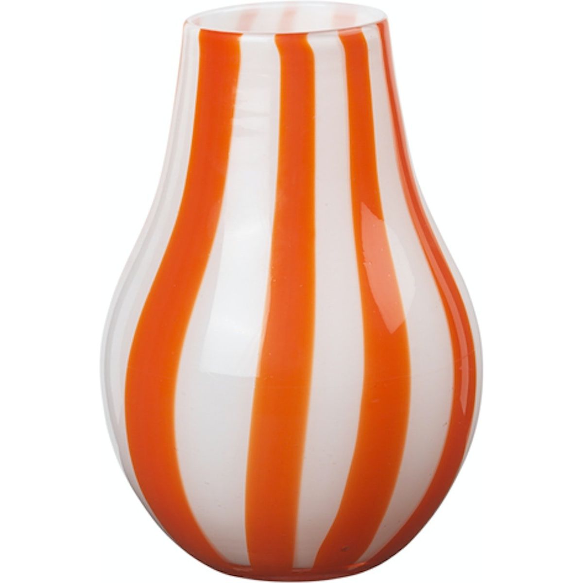 Ada stripe, Vase, orange, H15,5x22,5 cm, mundblæst glas