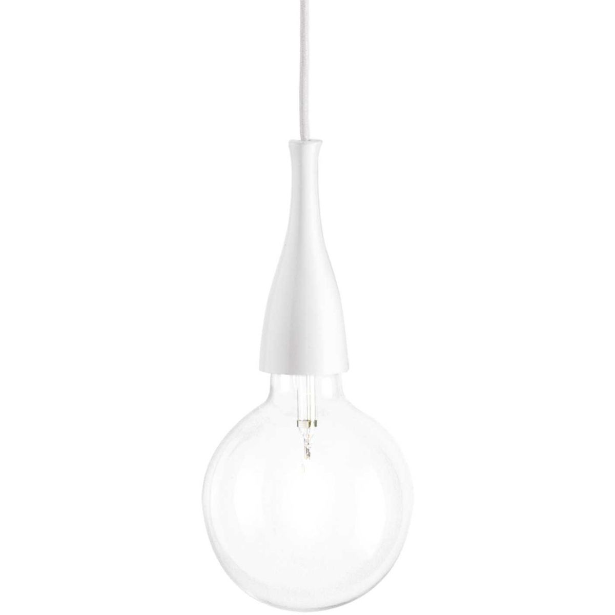 Minimal, Pendel lampe, E27 max 1 x 70W, E27, hvid, metal, stof, glas, Ø125xHmin350/max2420mm