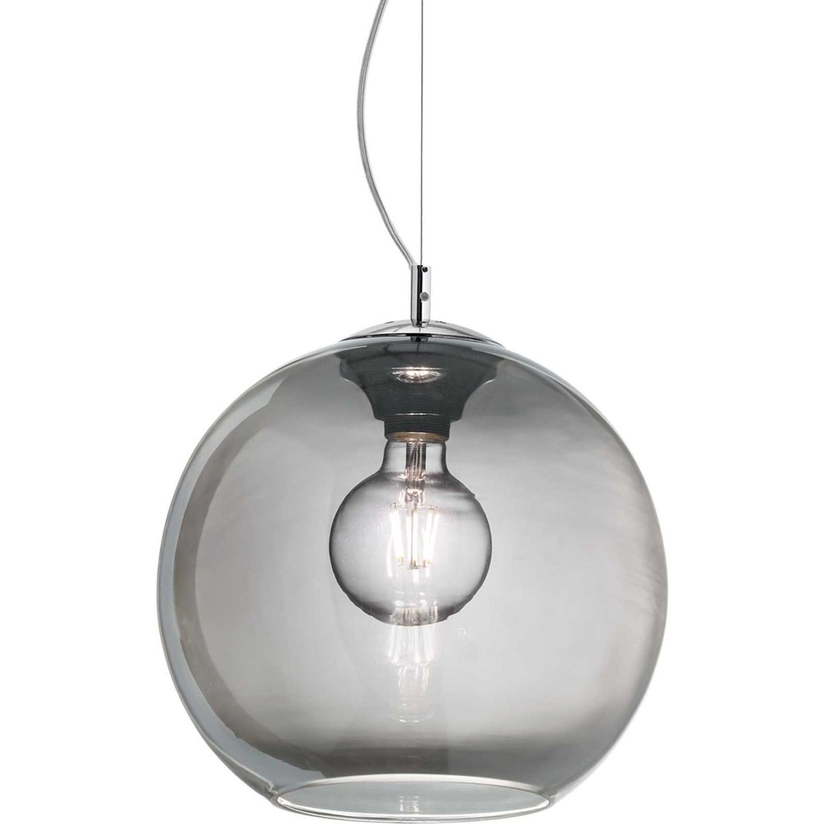 Nemo, Pendel lampe, E27 max 1 x 60W, E27, røg/krom, metal, glas, Ø400xHmin430/max2520mm