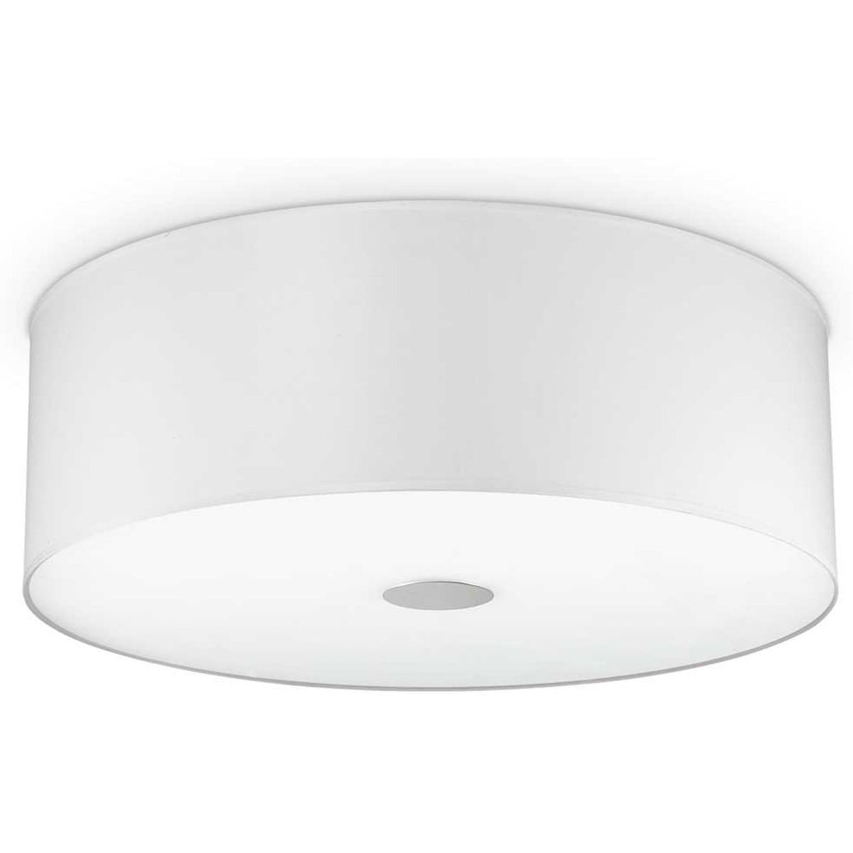 Woody, Loftslampe, E27 max 4 x 60W, E27, hvid/krom, glas, stof, Ø500xH180mm