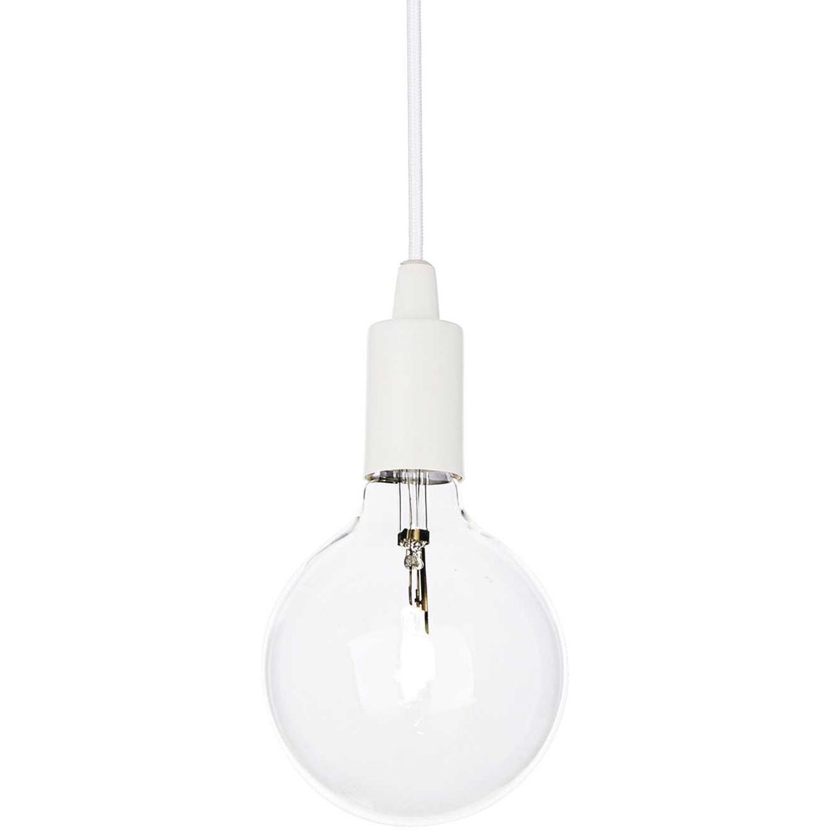 Edison, Pendel lampe, E27 max 1 x 60W, E27, hvid, metal, stof, Ø125xHmin290/max2380mm