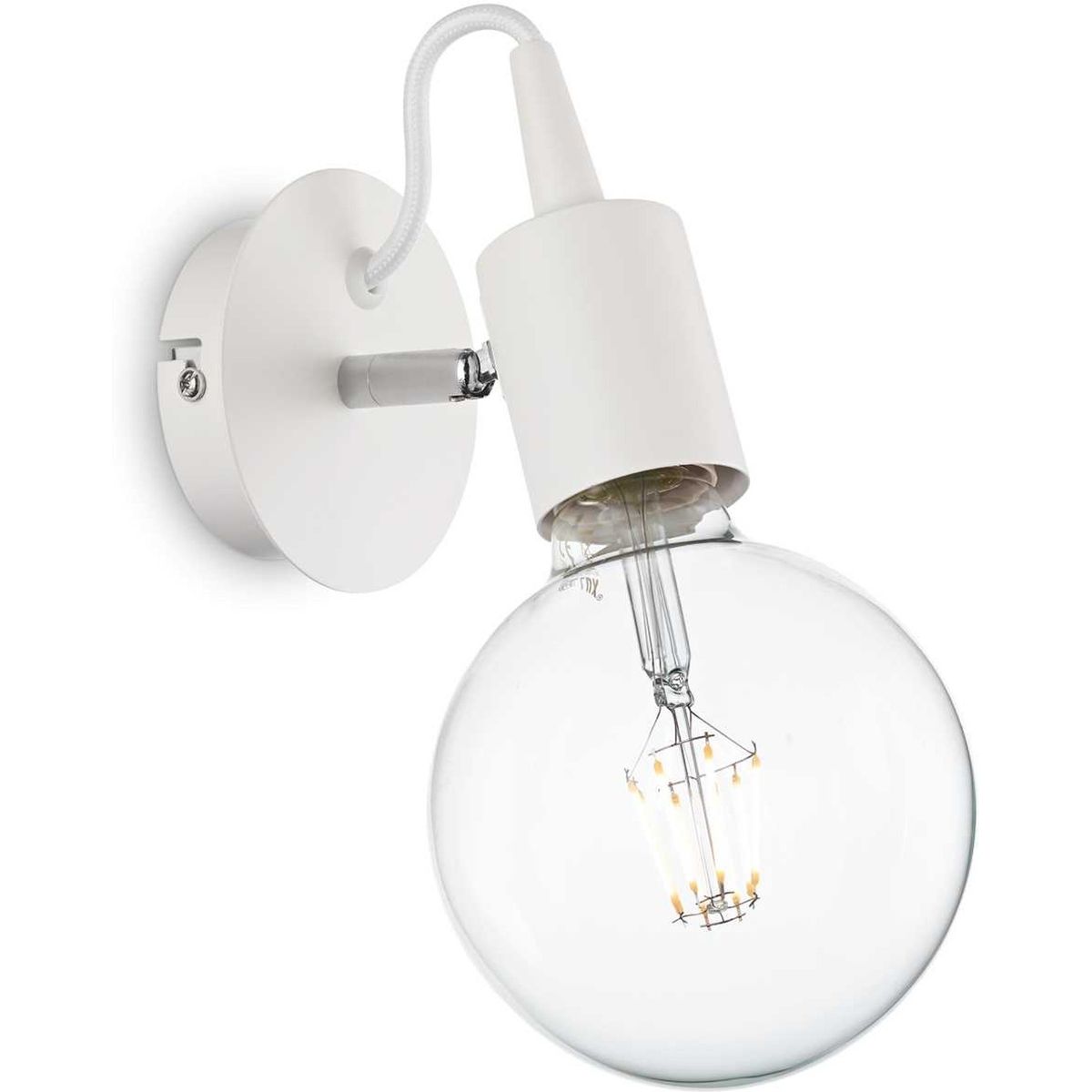 Edison, Væglampe, E27 max 1 x 60W, E27, hvid, metal, stof, L120xH270xB250mm