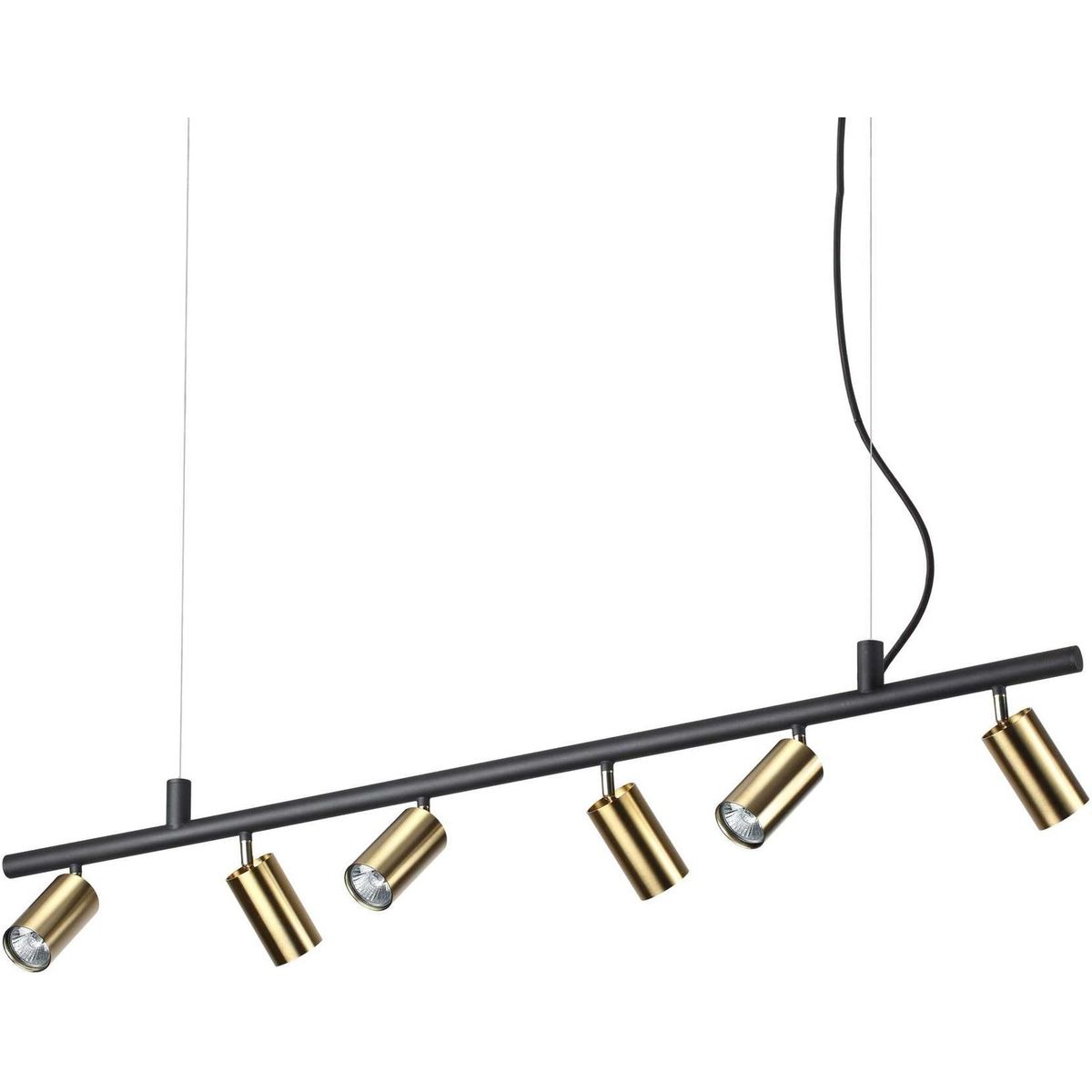 Dynamite, Pendel lampe, GU10 max 6 x 28W, GU10, messing/sort, metal, L1155xHmin165/max2250xB55mm