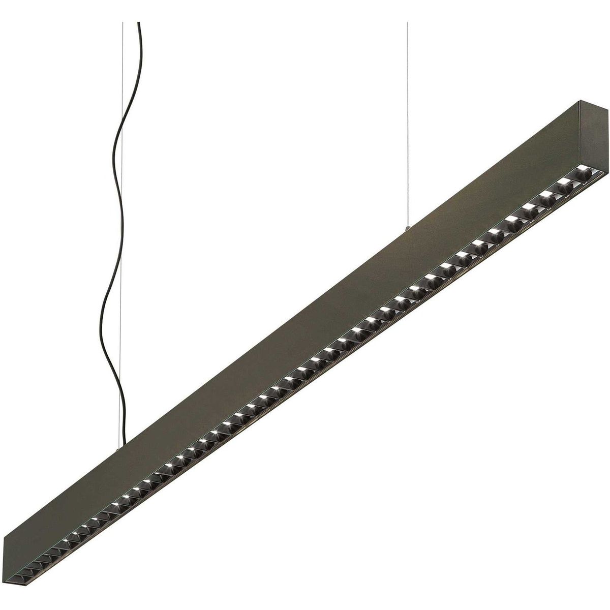 Office, Hængelampe, 30W, LED, sort/3000 kelvin, aluminium, metal, L1200xHmin95/max1500xB35mm