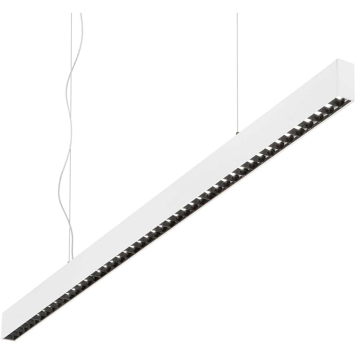 Office, Hængelampe, 30W, LED, hvid/4000 kelvin, aluminium, metal, L1200xHmin95/max1500xB35mm