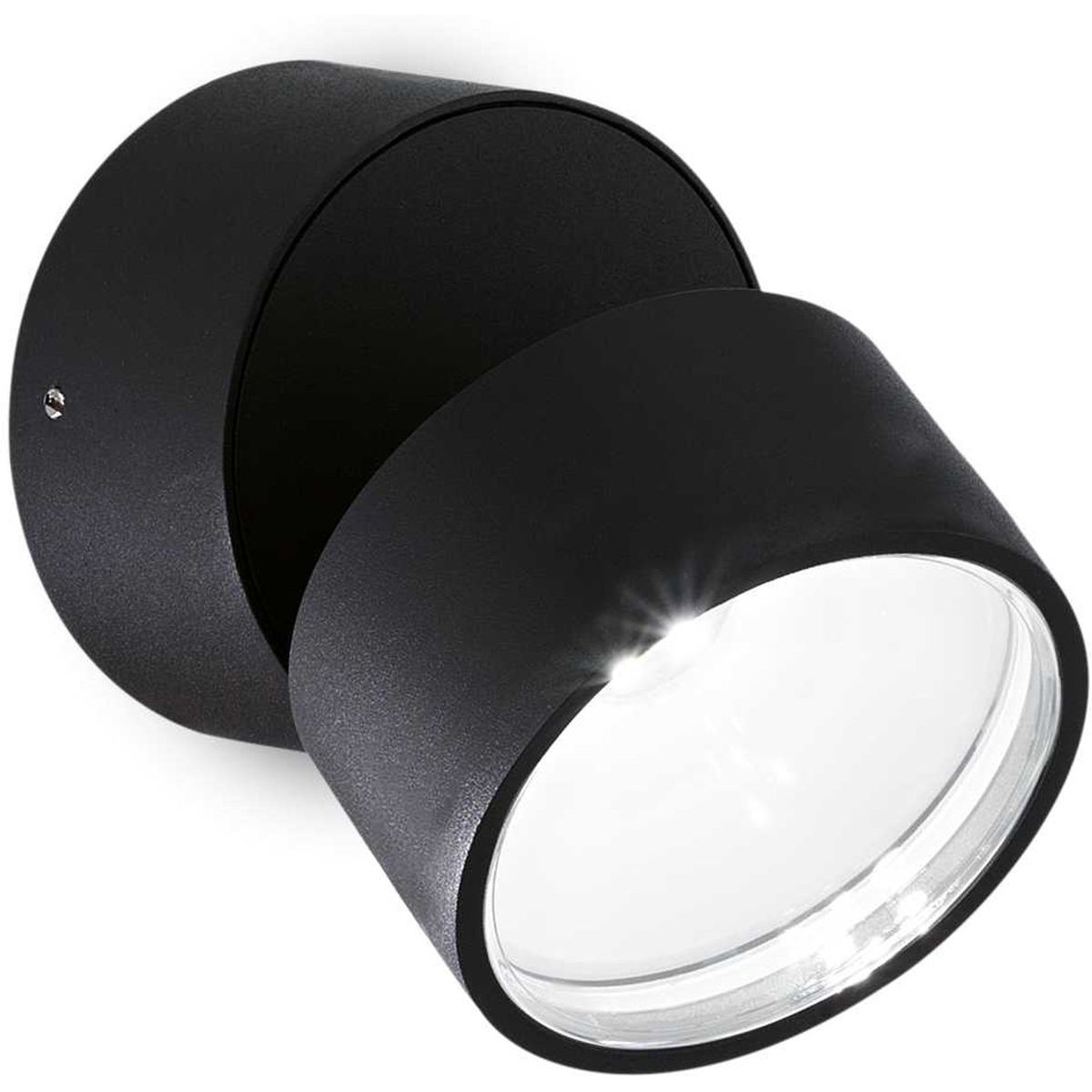 Omega Round, Udendørs væglampe, LED 7W, LED, sort, metal, glas, Ø90xB85mm