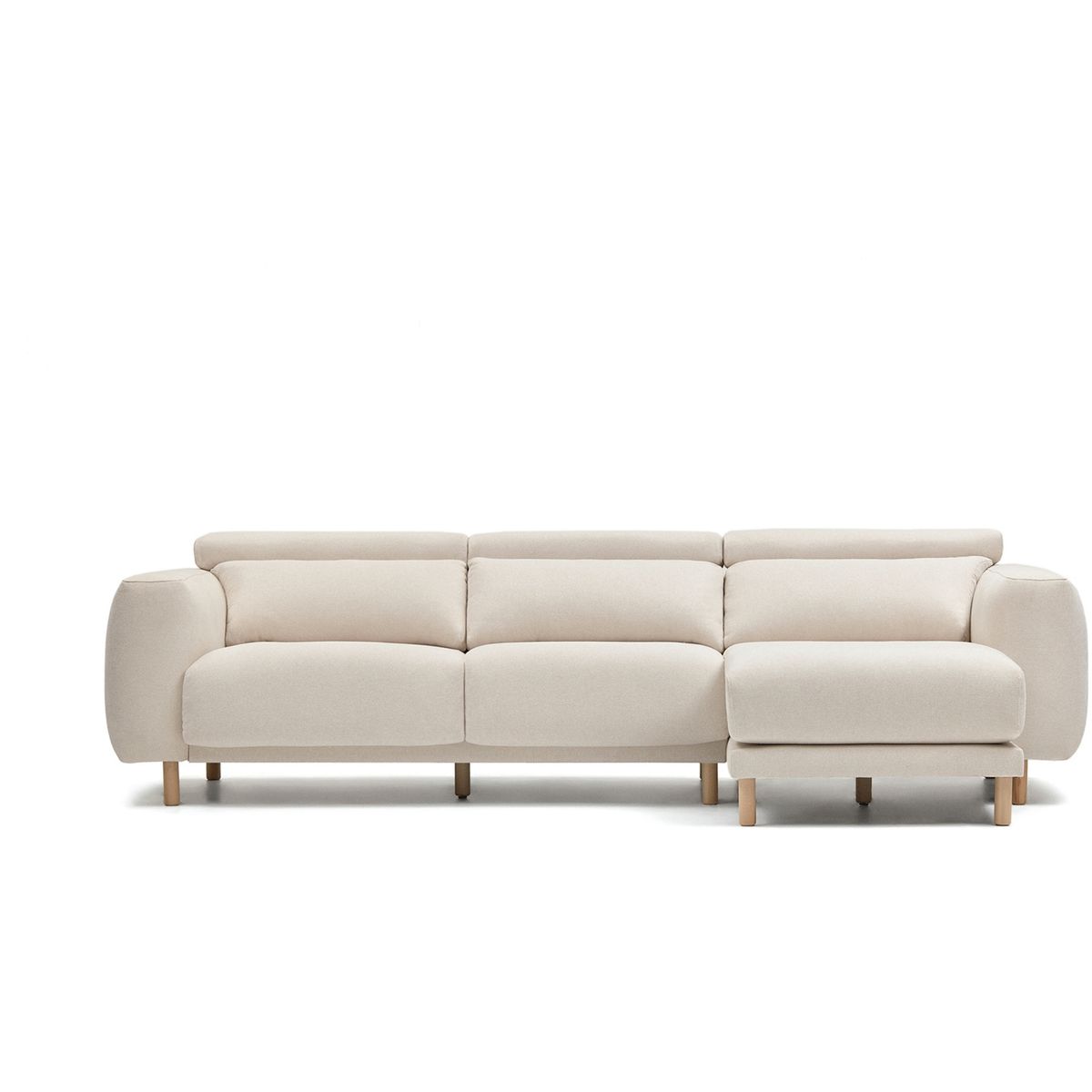 Singa, Chaiselong sofa, Højrevendt, råhvid, H98x296x180 cm, stof