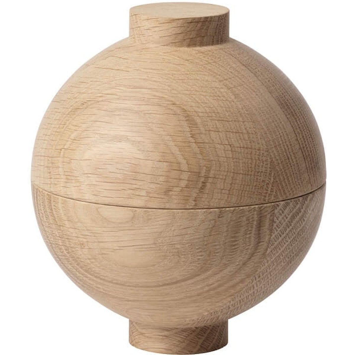 Wooden Sphere, Opbevaringskrukke, natur, H12x15 cm, eg