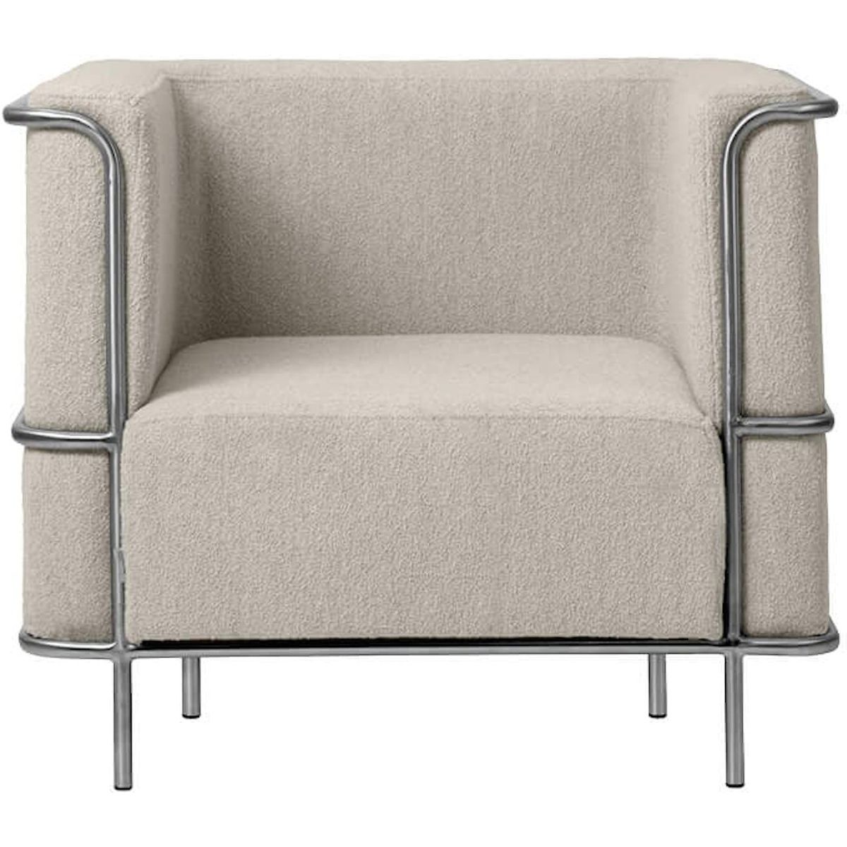 Modernist, Loungestol, beige, rustfrit stål, bouclé