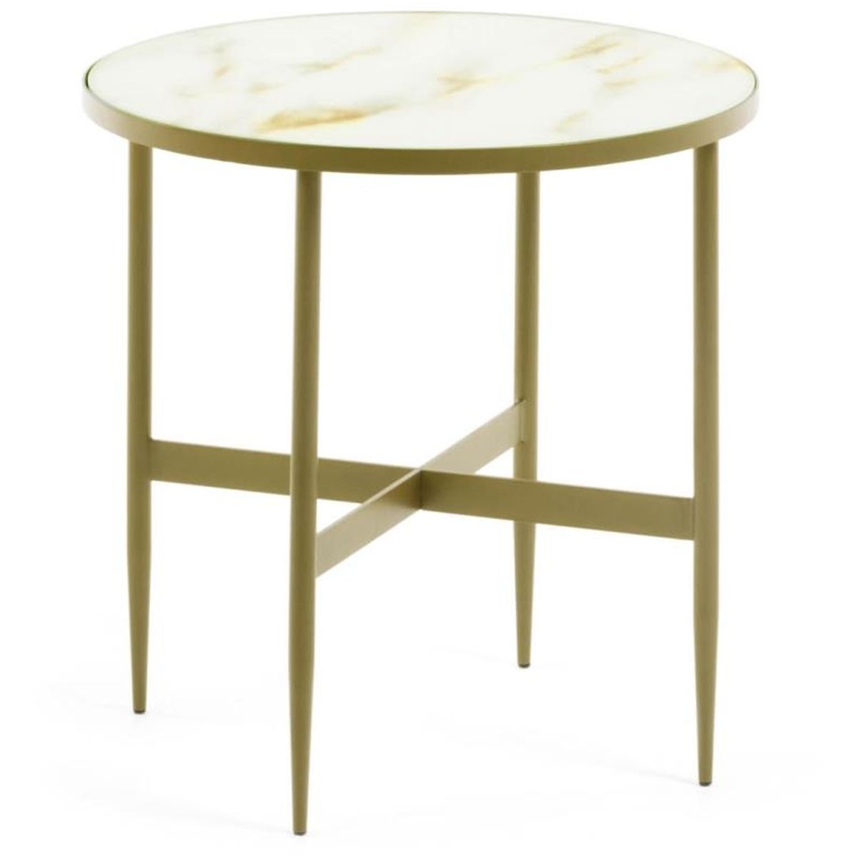 Elisenda, Sidebord, hvidt guld, H49x50x50 cm, glas