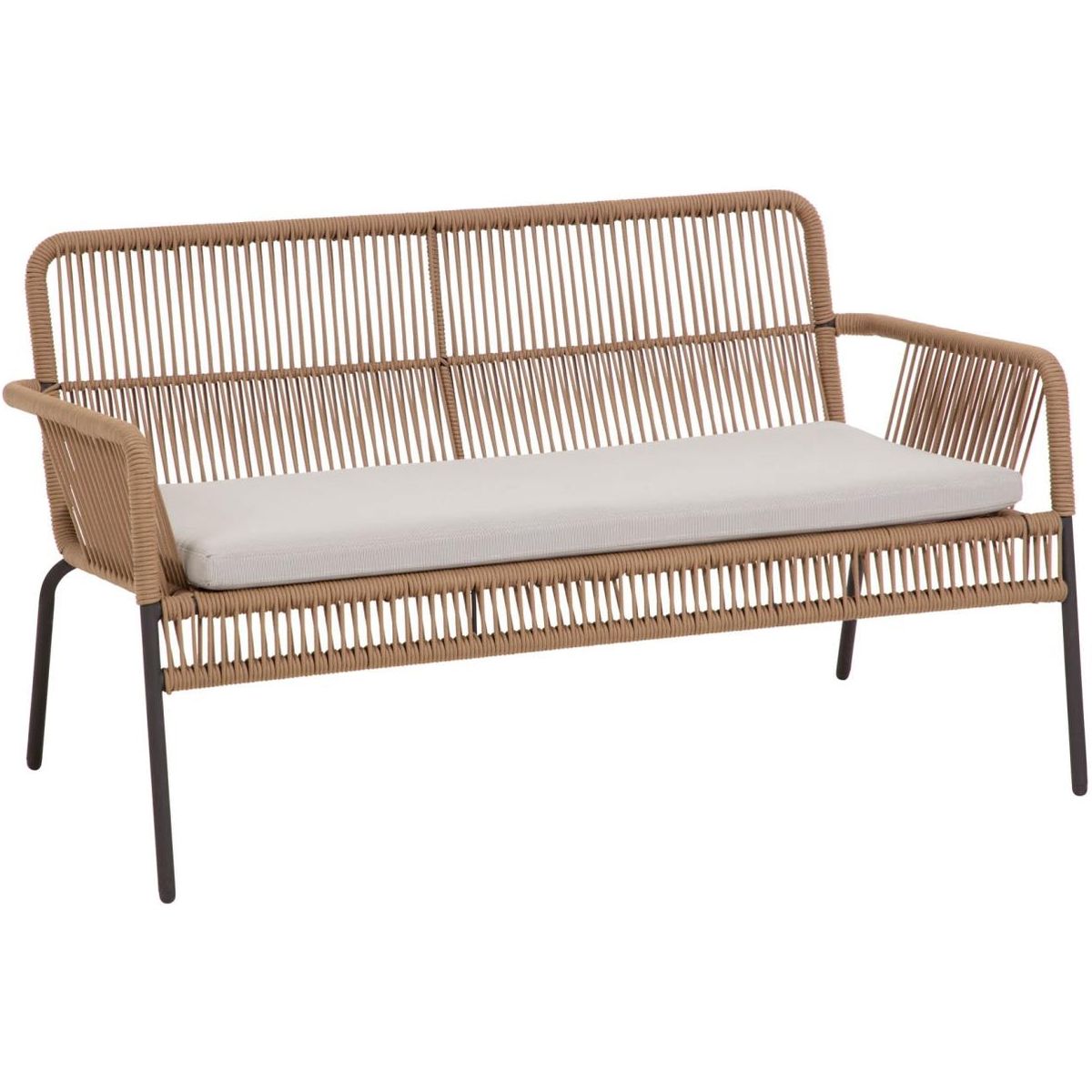 Samanta, Udendørs 2-personers sofa, beige, H73x133x73 cm, reb