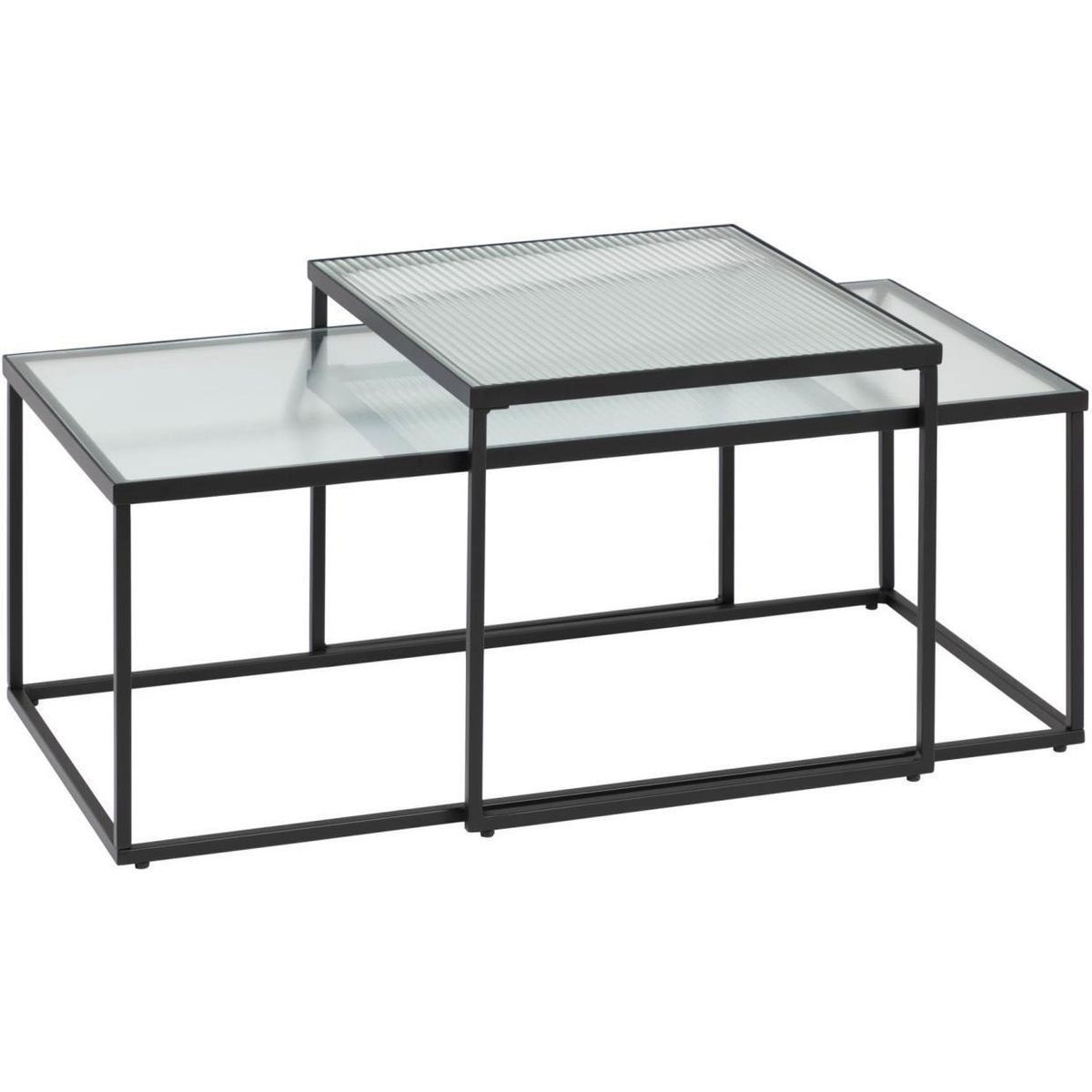 Akemi, Kaffebord, sort/klar, H43x100x55 cm, glas