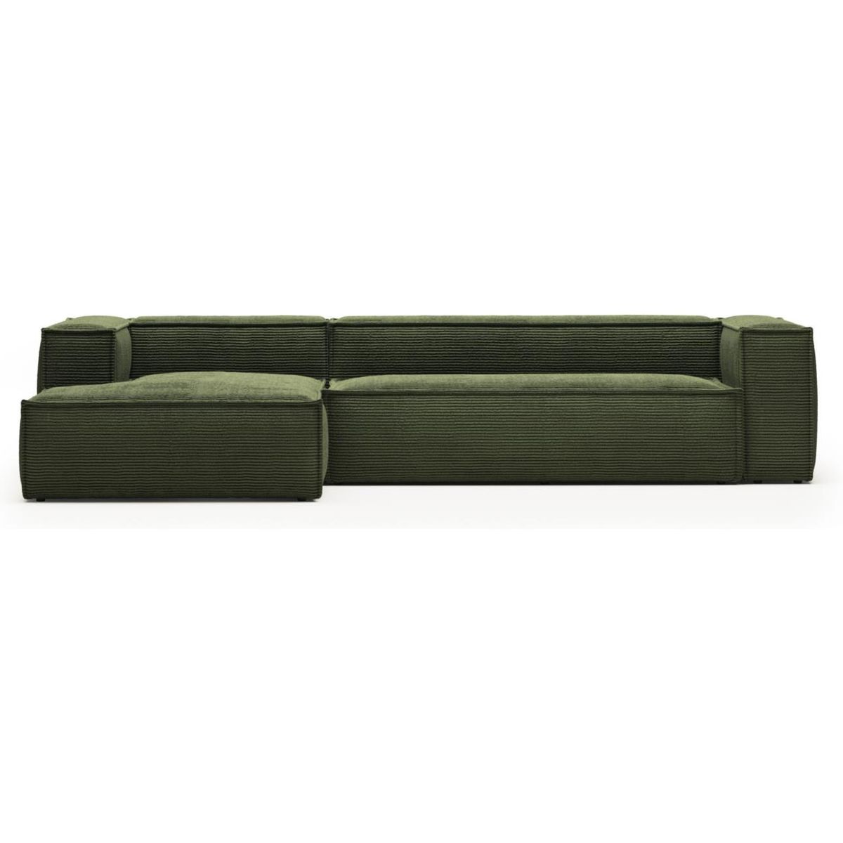 Blok, Chaiselong sofa, Venstrevendt, grøn, H69x330x174 cm, fløjl