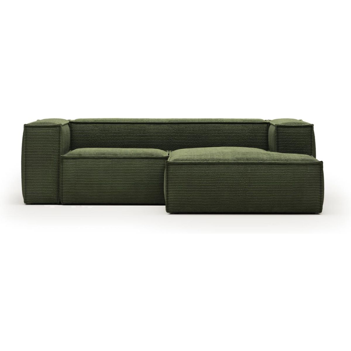 Blok, Chaiselong sofa, Højrevendt, grøn, H69x240x174 cm, stof