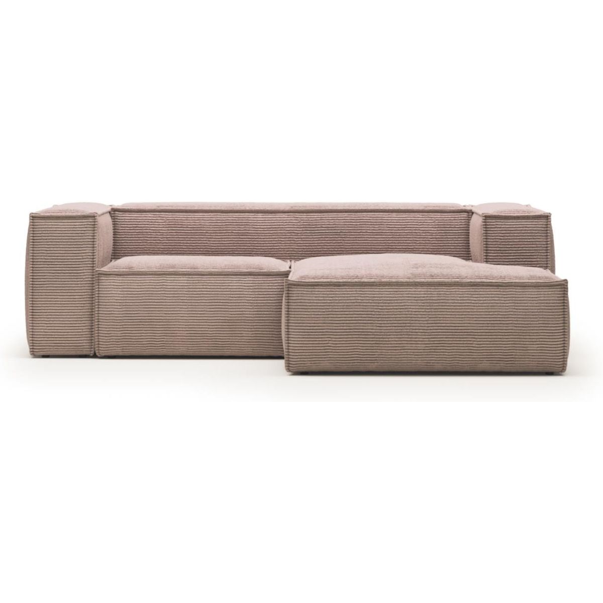 Blok, Chaiselong sofa, Højrevendt, lyserød, H69x240x174 cm, stof