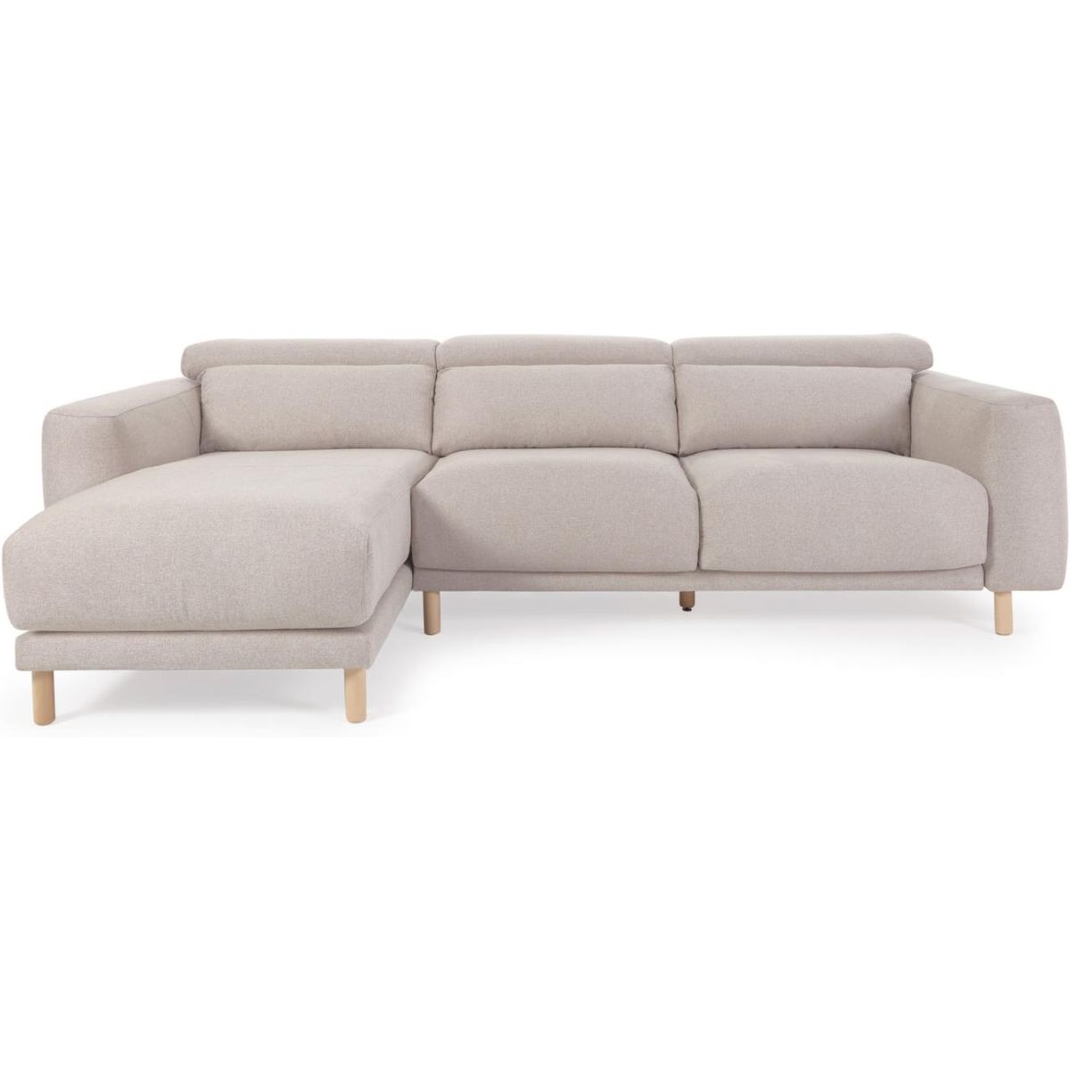 Singa, Chaiselong sofa, Venstrevendt, beige, H98x296x180 cm, stof