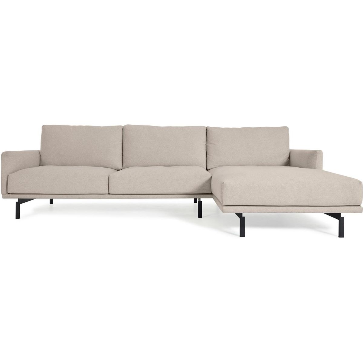 Galene, 3-personers sofa, beige, H94x254x166 cm, højrevendt