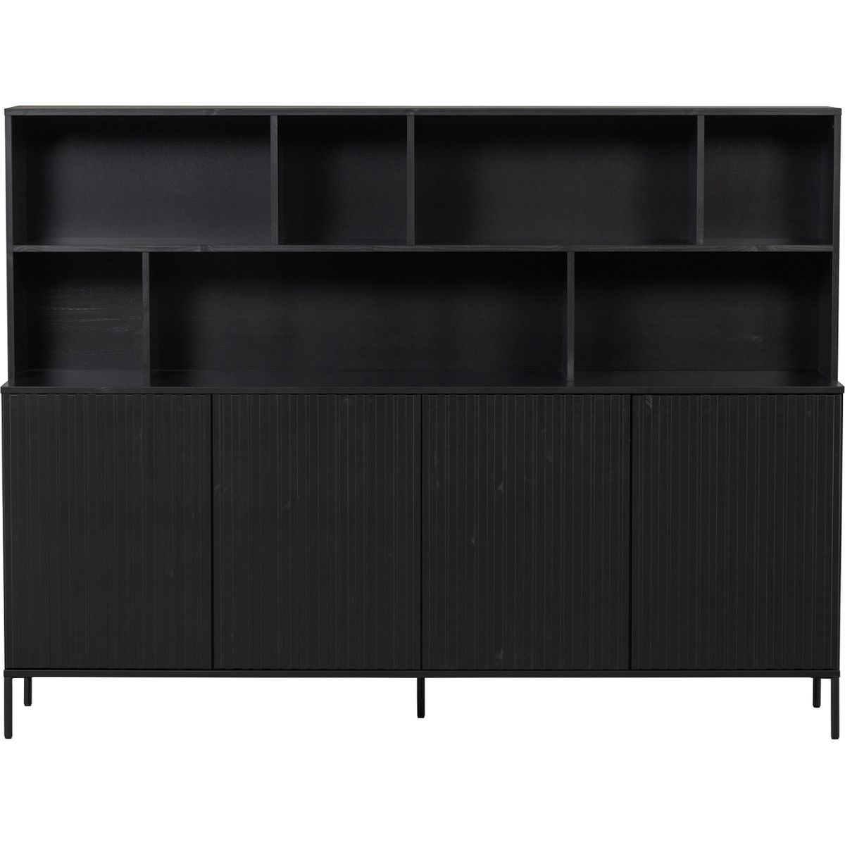 New, Highboard, sort, H150x200x44 cm, fyrretræ