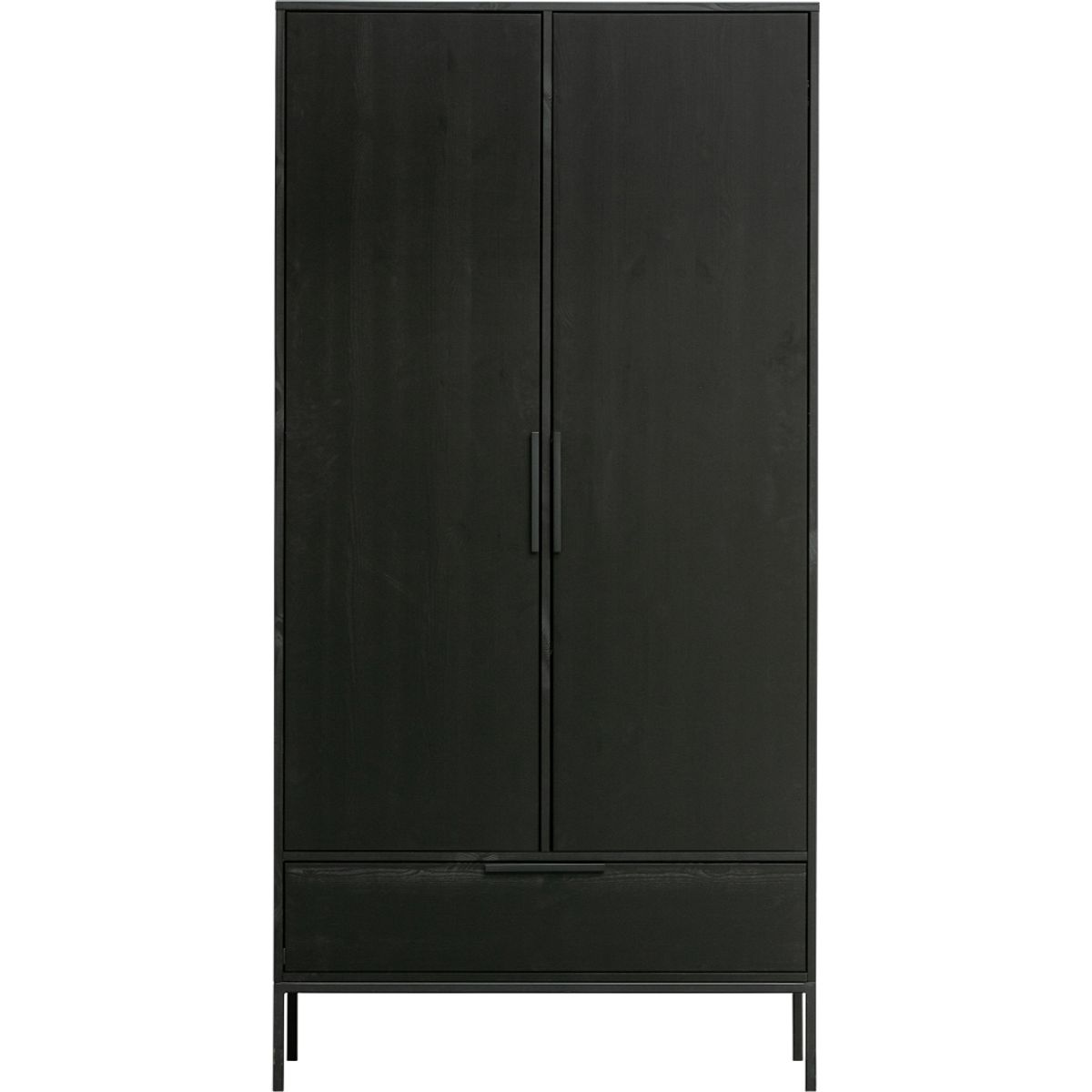 Adam, Highboard, To-dørs, sort, H200x53x100 cm, fyrretræ