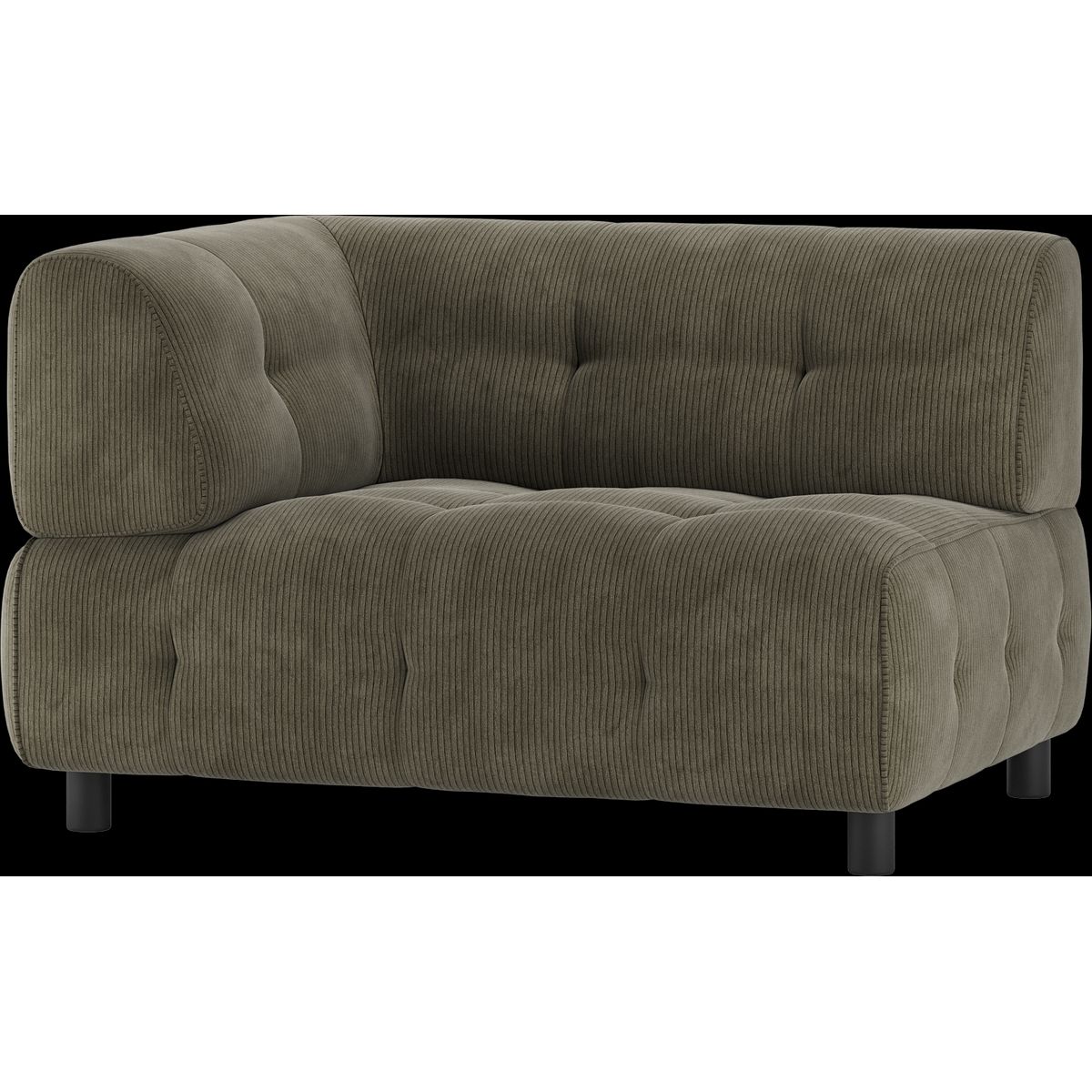 Louis Modulære sofa 1,5-sæder med arm venstre, fløjl grøn H73x90x122 cm