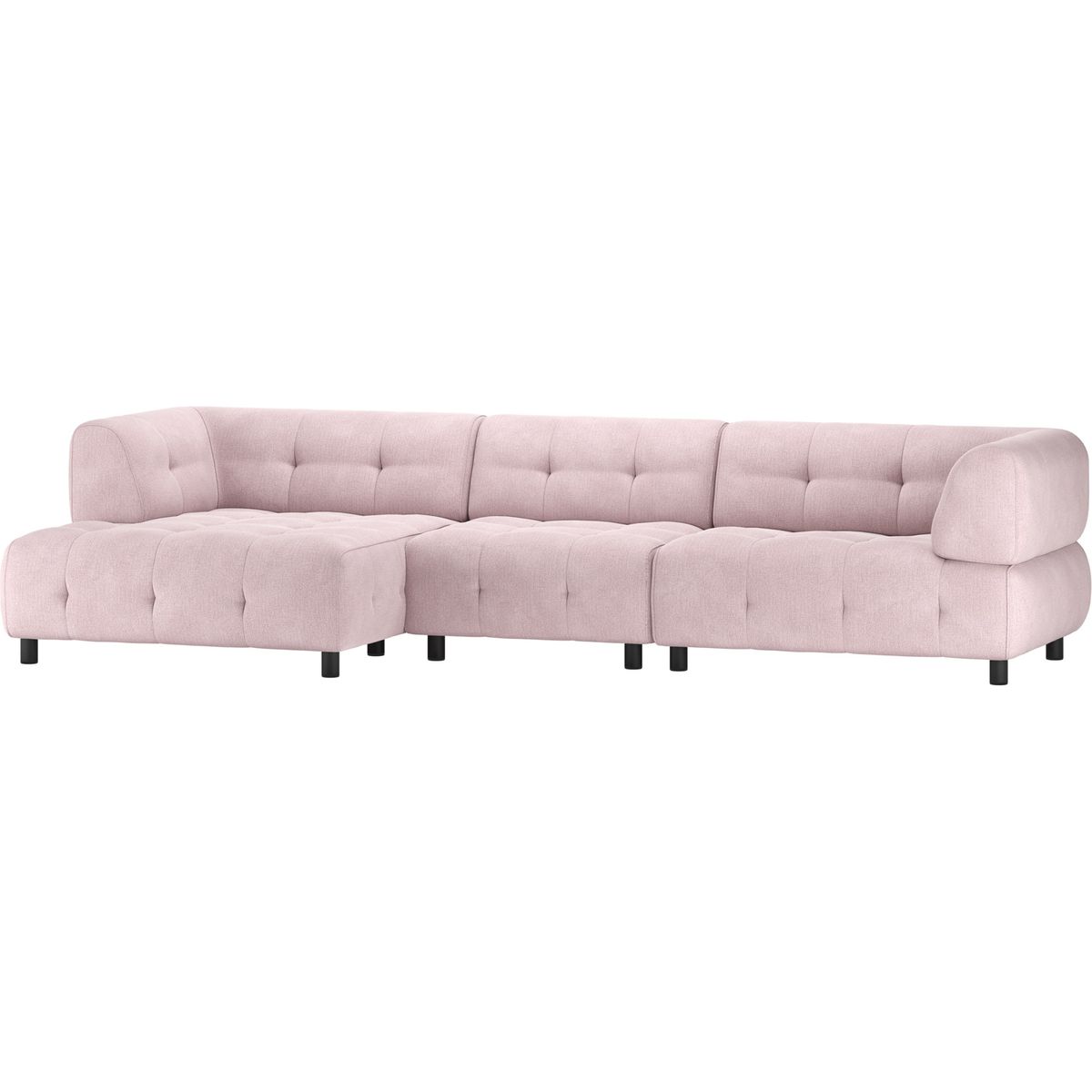 Louis, Chaiselong sofa, venstrevendt, lyserød, fladvævet stof H73x120x334 cm