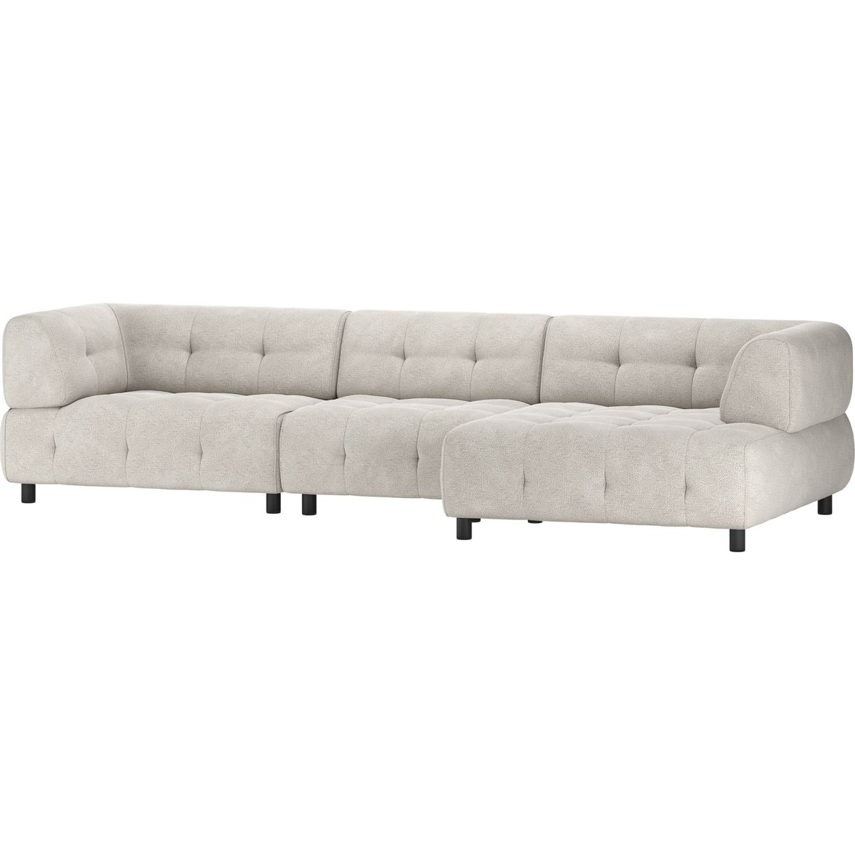 Louis, Chaiselong sofa, højrevendt, lysegrå, chenille, H73x120x334 cm