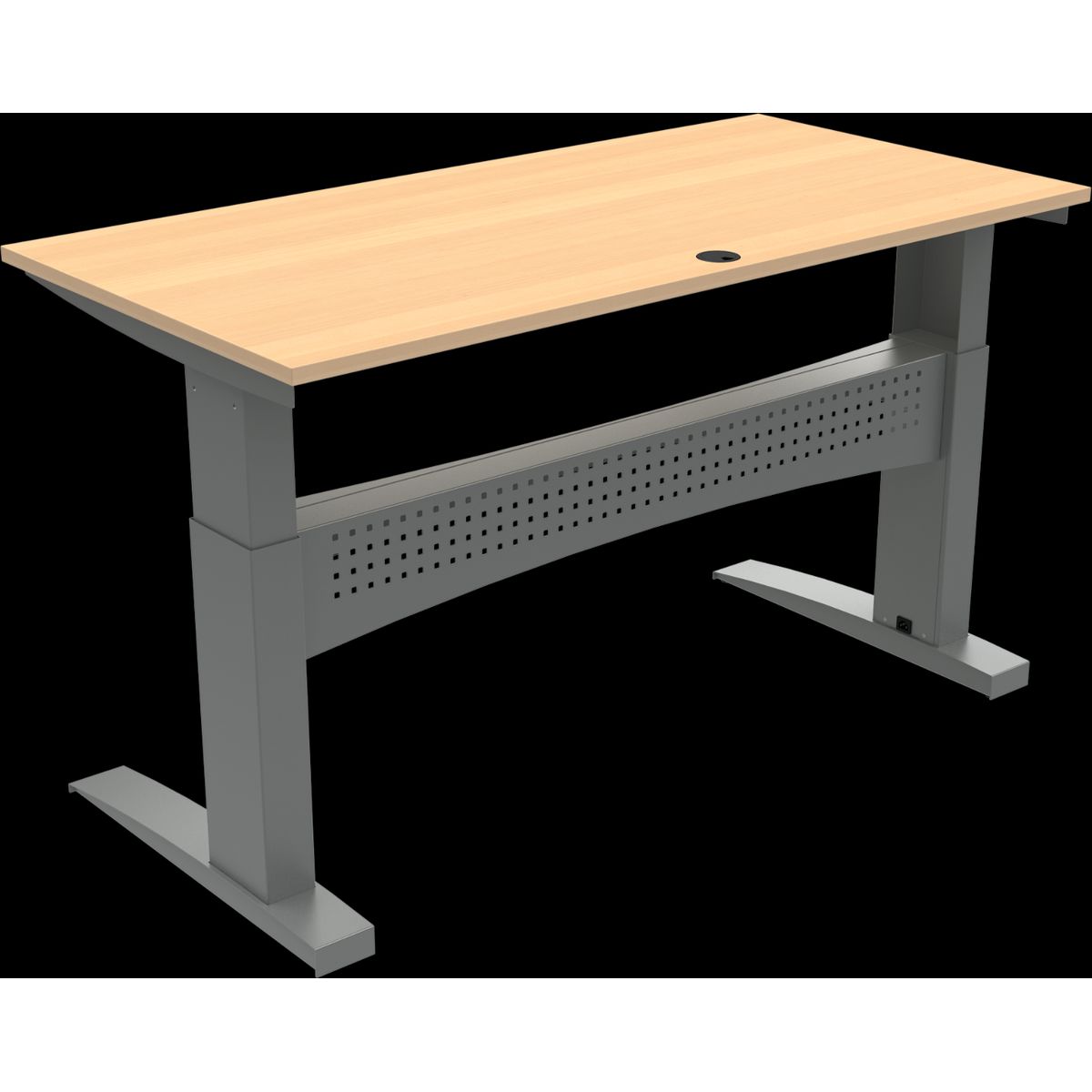 FlexDesk, To-bens hæve-/sænkebord, firkantet, natur/sølv, H122x160x80 cm, bøg