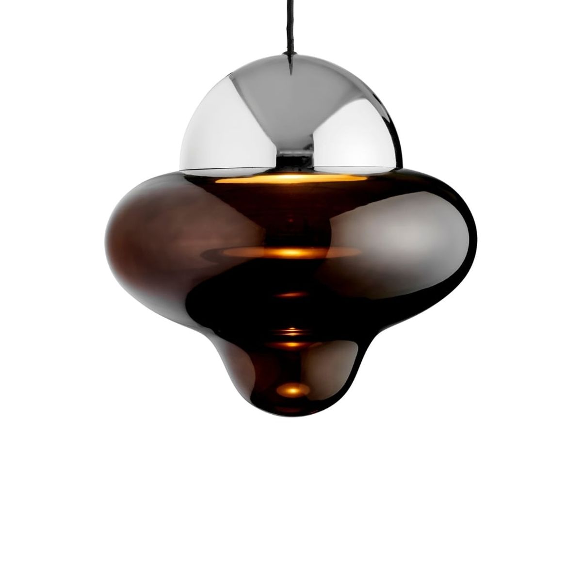 Nutty Pendel XL Brown Glass / Chrome Dome - Design By Us