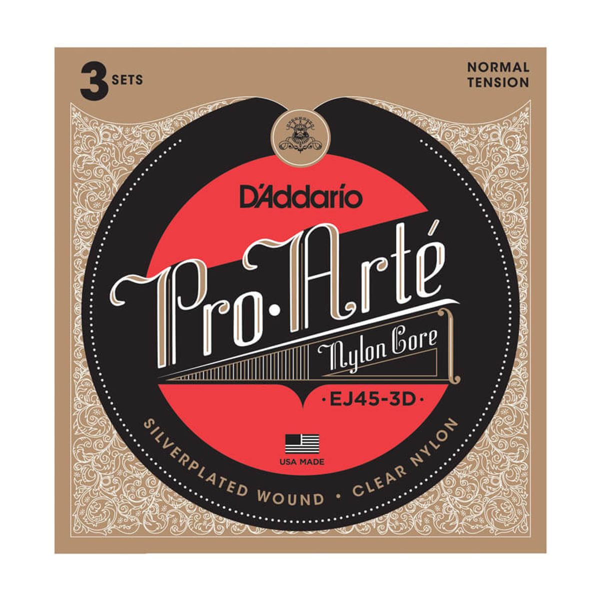 D'Addario EJ45-3D spansk guitar-strenge, normal tension (3 sæt)