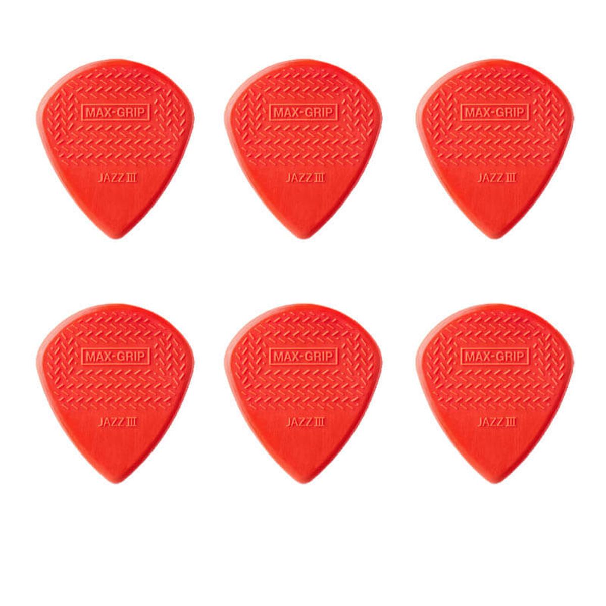 Dunlop Nylon Max Grip Jazz III Red plektre (6 stk.)