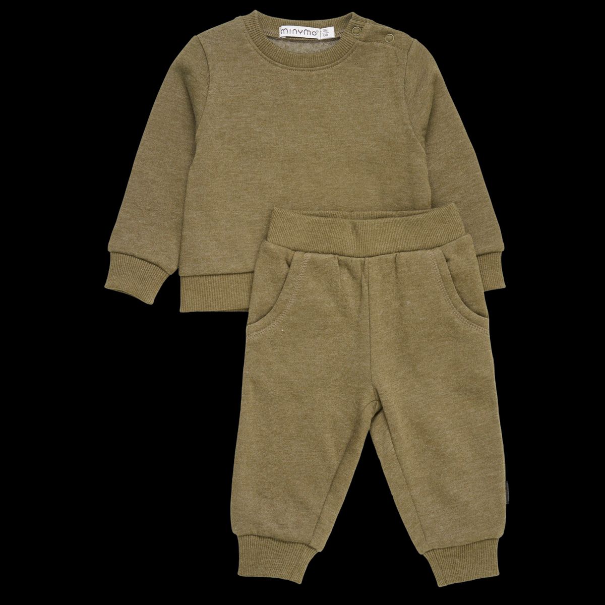 Minymo Baby Sweatsæt - Dark Olive - 74