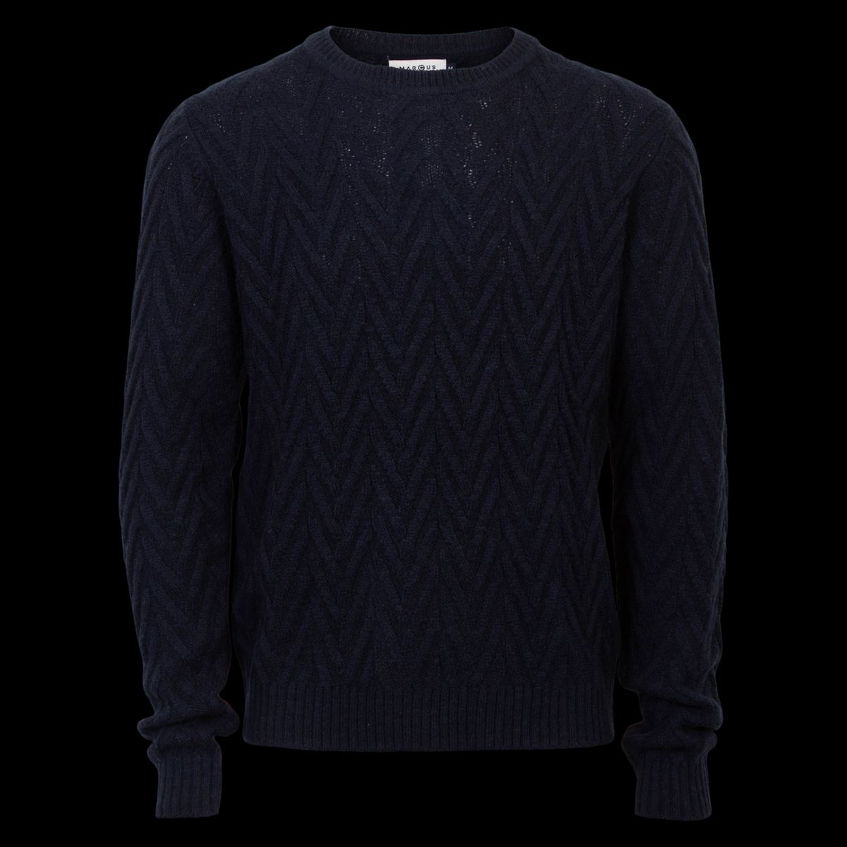 Marcus Richie Herre Striktrøje i uldmix - Night Navy - 2XL