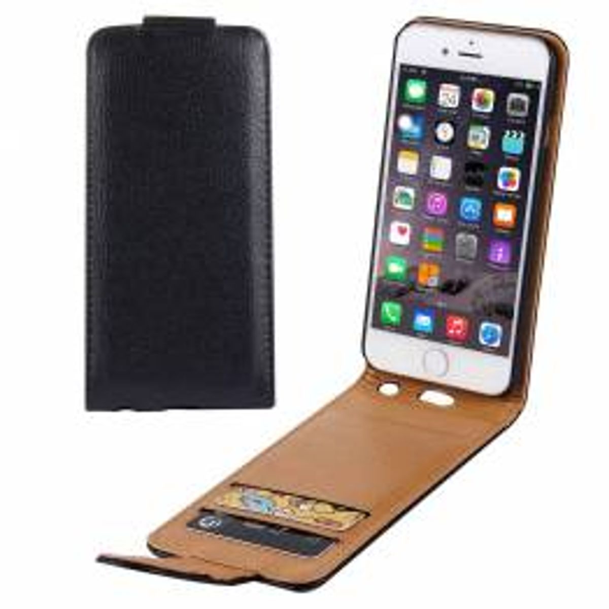 Kunstlæder cover til iPhone 6+/6s+ - Sort