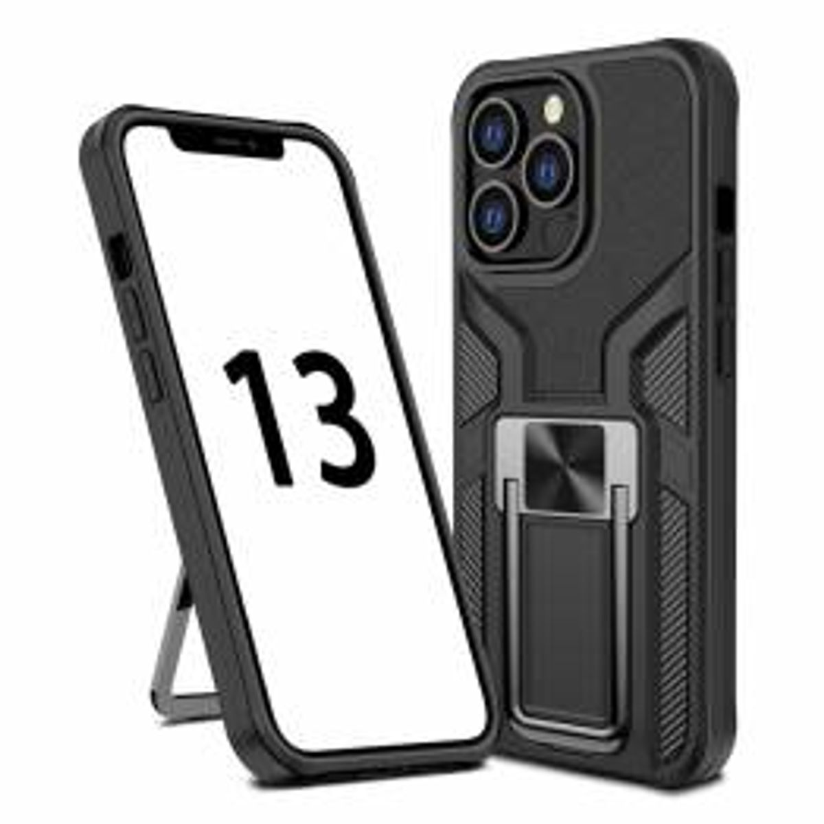 Magnetisk iPhone 13 Pro beskyttende cover 6,1" m kickstand - Sort