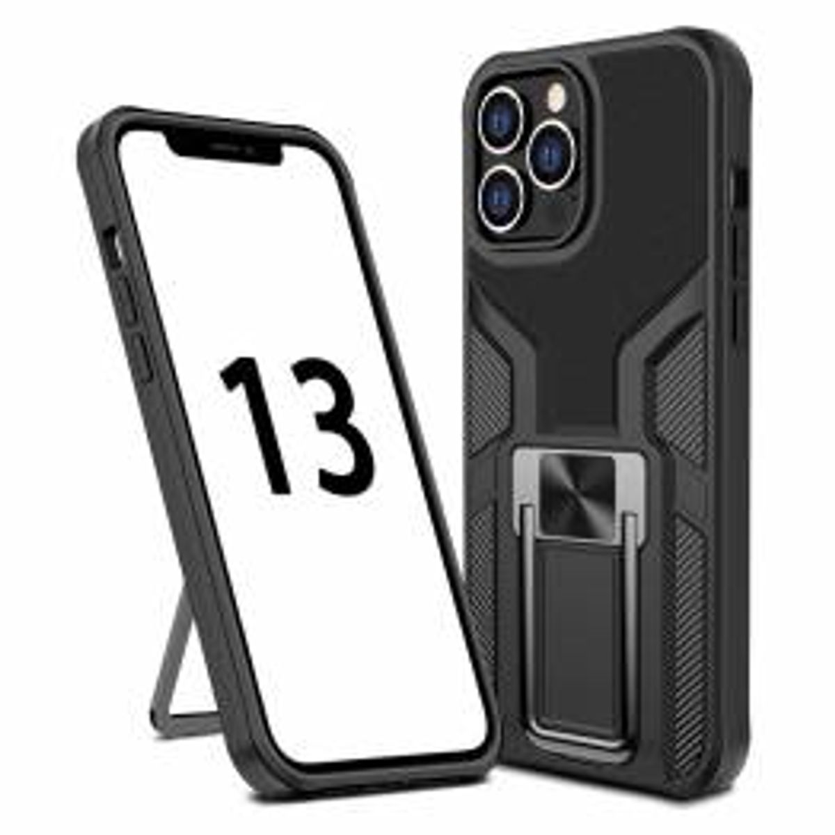 Magnetisk iPhone 13 Pro Max beskyttende cover 6,7" m kickstand - Sort