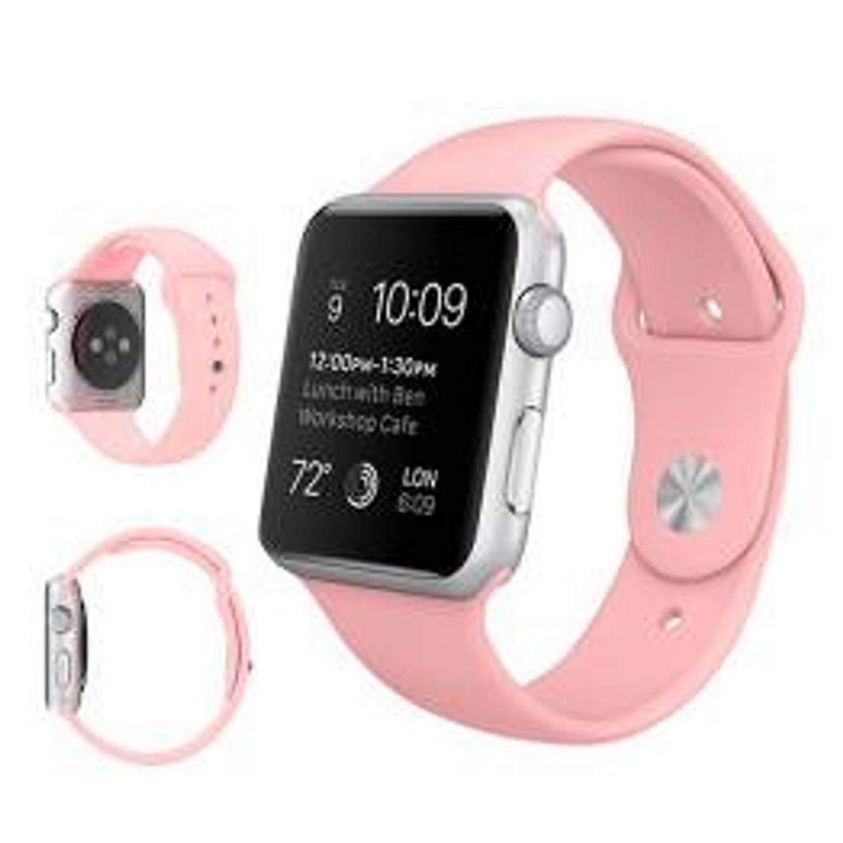 Silikone rem til Apple Watch - flere flotte farver, Størrelse 42mm (2014-2018), 44, 45, 46 & 49mm, Farve Lyserød