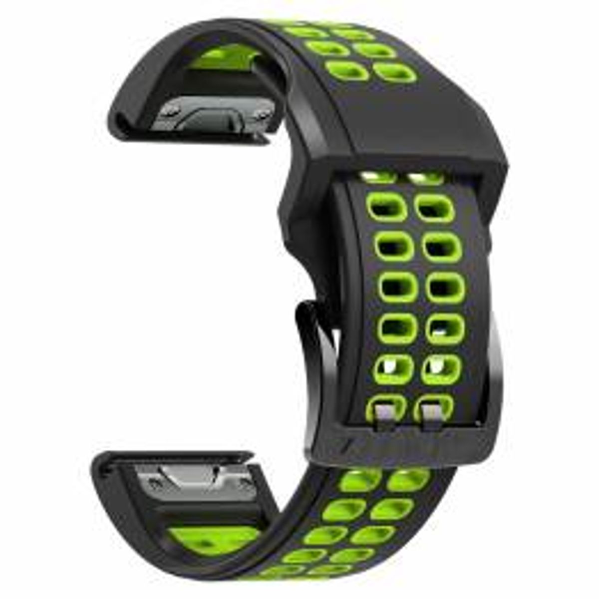 Silikone rem til Garmin Fenix 7 - 22mm - Sort/Grøn