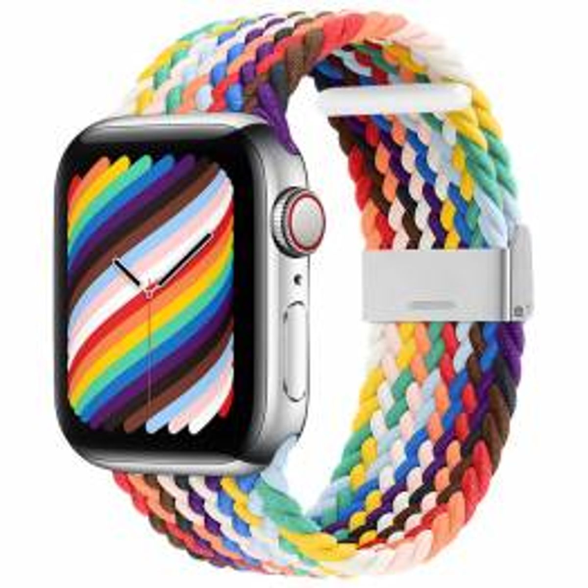 Justerbar flettet Apple Watch rem 44/45/46/49mm - Lys multifarvet