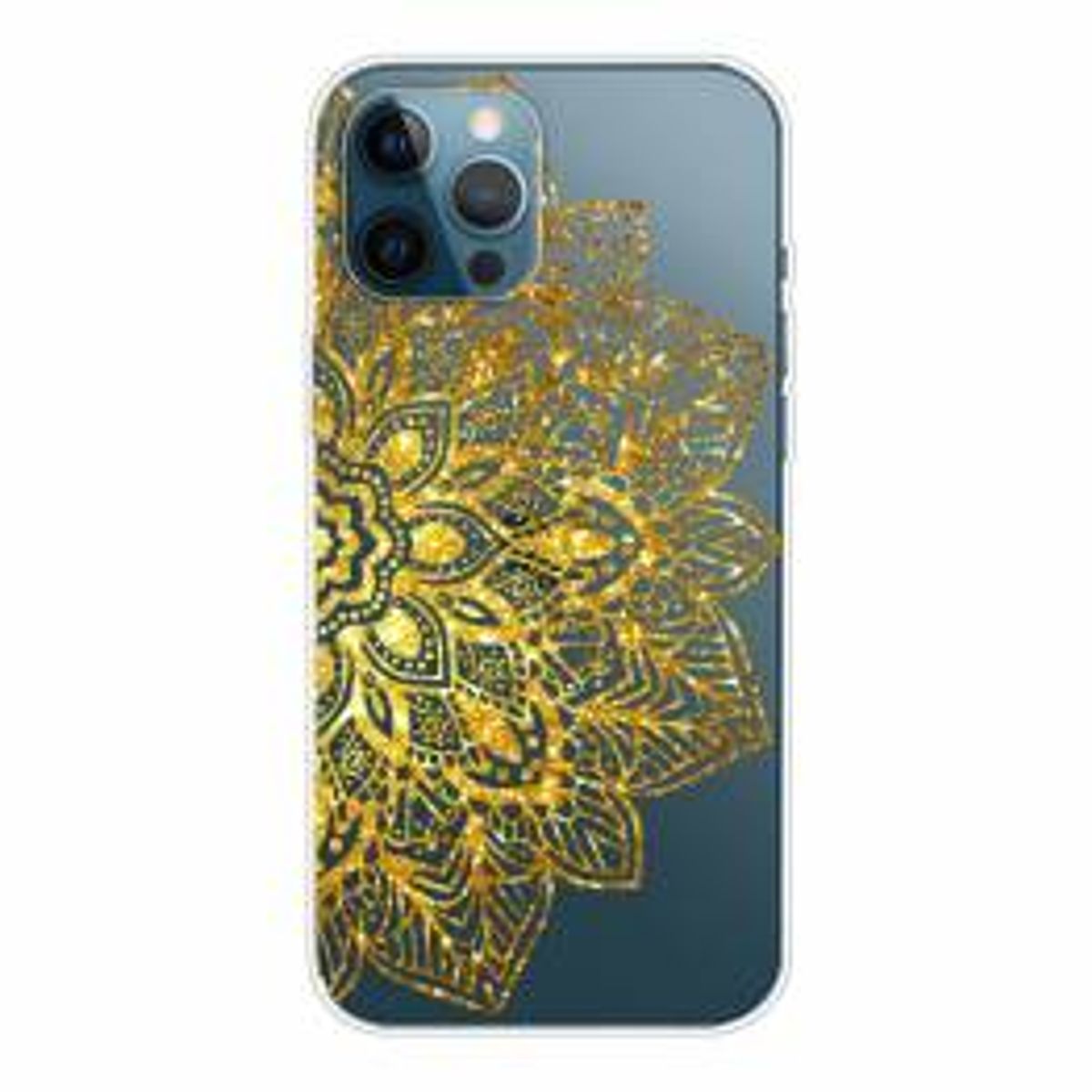 Beskyttende iPhone 13 Pro cover - Gennemsigtigt med guldblomst