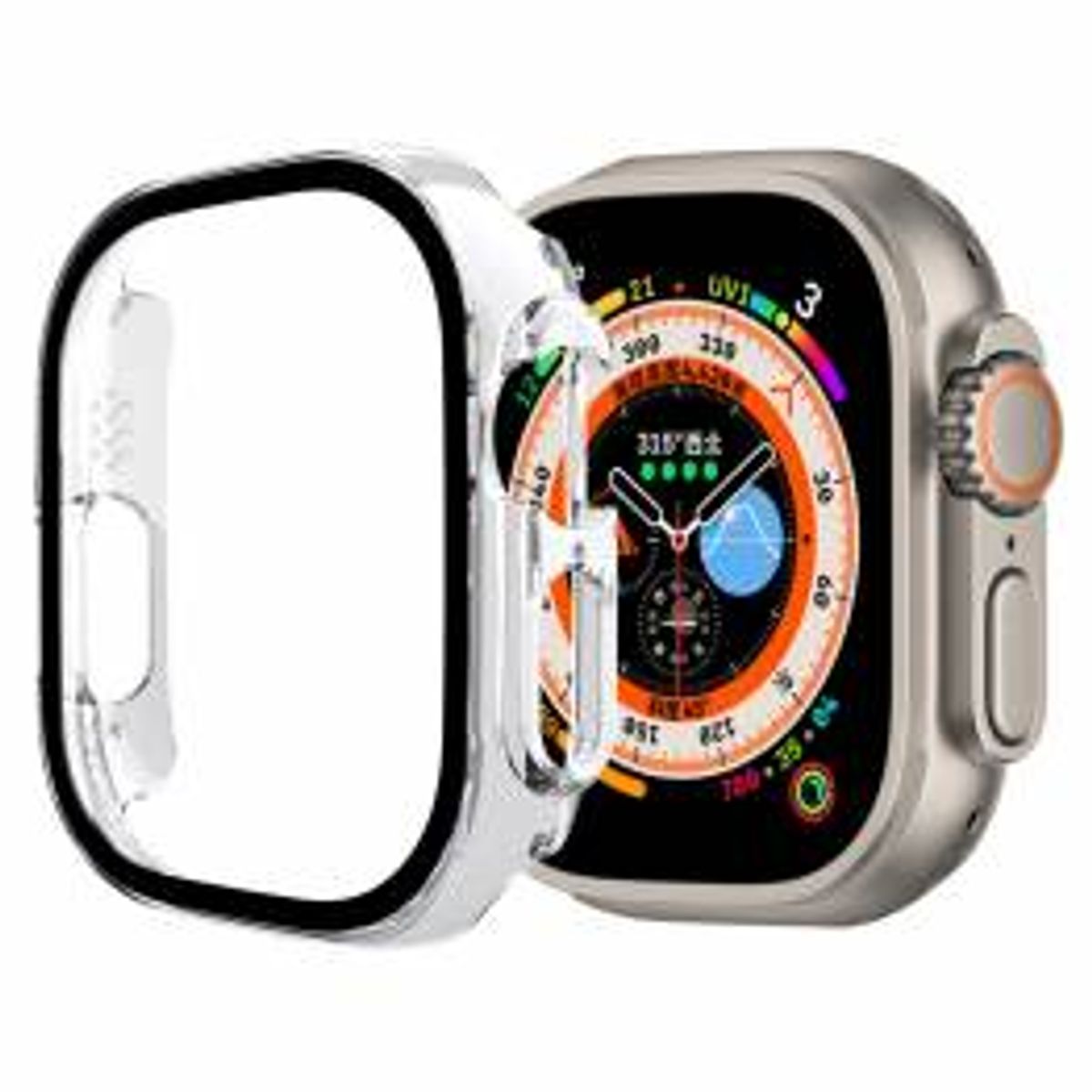 Apple Watch Ultra cover og beskyttelsesglas - 49mm - Gennemsigtig