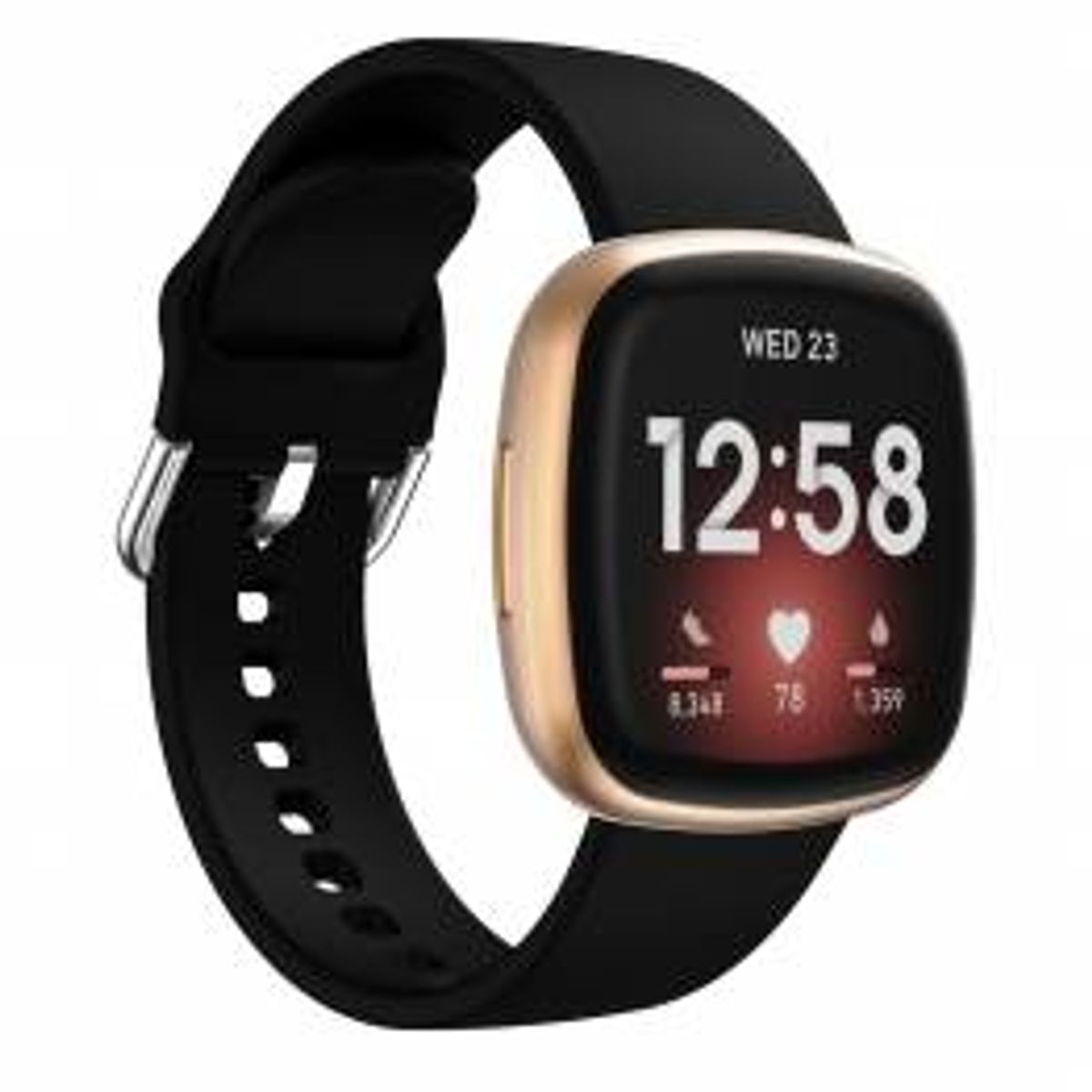 Silikone rem til Fitbit Versa 3 - Sort